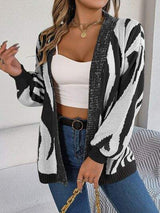 Open Front Animal Print Cardigan - Trendsi - Flyclothing LLC