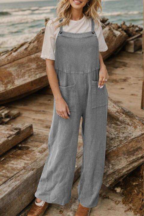 Full Size Wide Leg Front Pocket Jumpsuit - Trendsi - Flyclothing LLC
