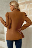 Puff Sleeve Shawl Collar Blazer - Trendsi