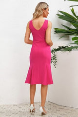 Wide Strap Wrap Fishtail Dress - Flyclothing LLC