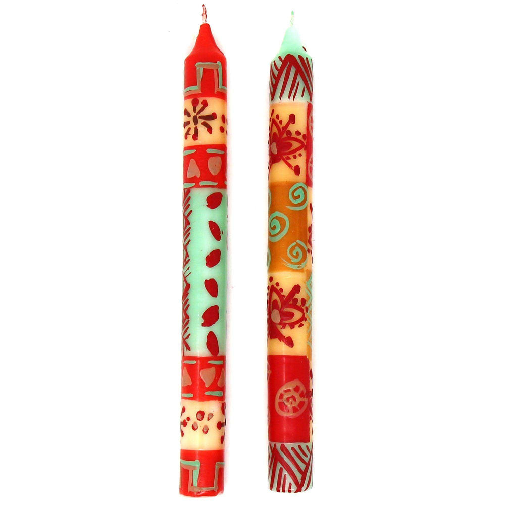 Hand Painted Candles in Owoduni Design (pair of tapers) - Nobunto - Nobunto - Flyclothing LLC