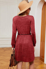 Frill Square Neck Long Sleeve Dress - Trendsi - Flyclothing LLC