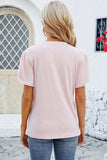 Round Neck Petal Sleeve T-Shirt - Trendsi - Flyclothing LLC