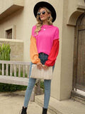Color Block Dropped Shoulder Sweater - Trendsi - Flyclothing LLC