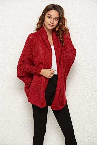 Open Front Batwing Sleeve Cardigan - Trendsi - Flyclothing LLC