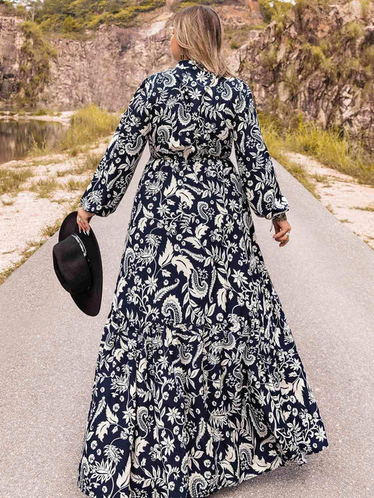 Plus Size Long Sleeve Maxi Dress - Trendsi - Flyclothing LLC