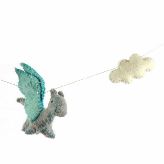 Felt Dragon Garland - Blue Colors - Global Groove - Global Groove