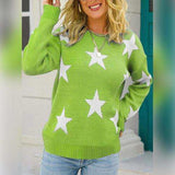 Star Pattern Round Neck Sweater - Trendsi - Flyclothing LLC