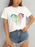 Heart Round Neck Short Sleeve T-Shirt - Trendsi - Flyclothing LLC