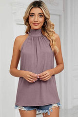 Tied Grecian Neck Tank - Trendsi - Flyclothing LLC