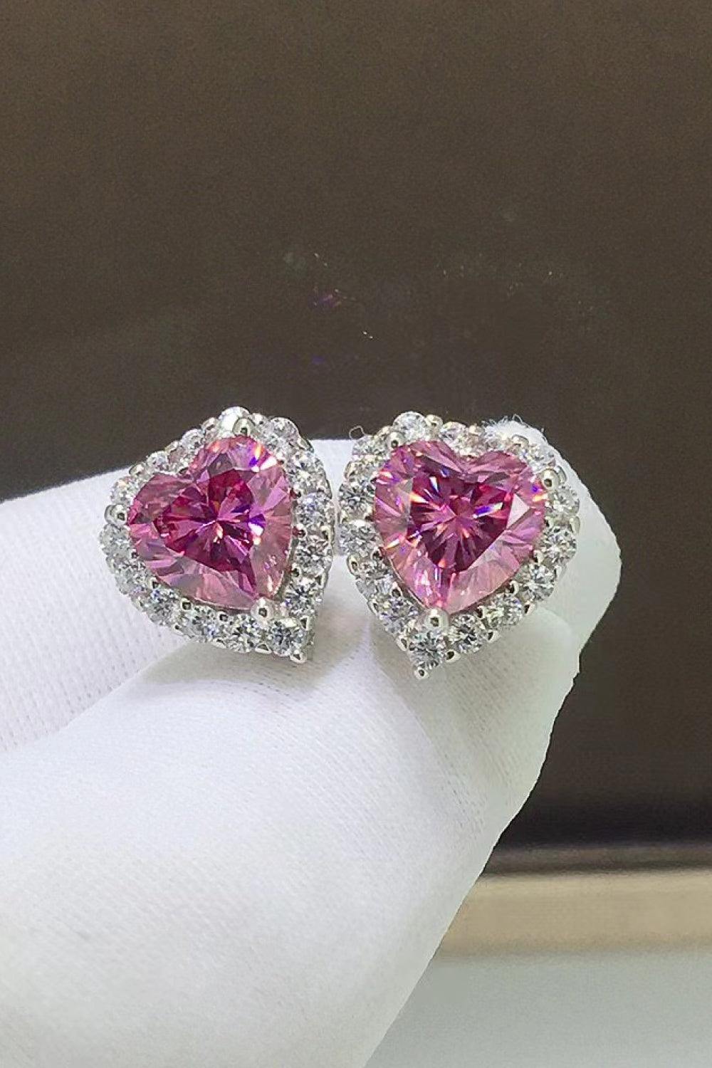 2 Carat Moissanite Heart-Shaped Earrings - Flyclothing LLC