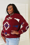 HEYSON Full Size Aztec Soft Fuzzy Sweater - Trendsi