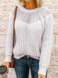 Round Neck Rib-Knit Sweater - Trendsi - Flyclothing LLC