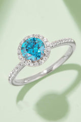 1 Carat Moissanite 925 Sterling Silver Halo Ring - Trendsi