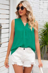 Texture V-Neck Sleeveless Top - Trendsi - Flyclothing LLC