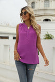 Swiss Dot Notched Neck Tank - Trendsi
