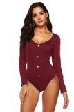 Button Detail Bodysuit - Trendsi - Flyclothing LLC