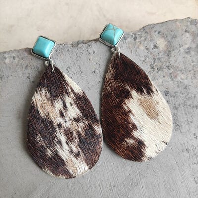 Artificial Turquoise Teardrop Earrings - Trendsi