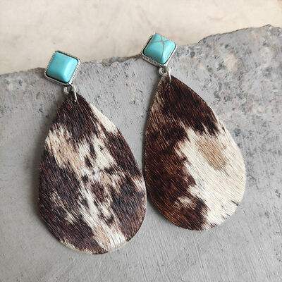 Artificial Turquoise Teardrop Earrings - Trendsi - Flyclothing LLC