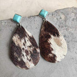 Artificial Turquoise Teardrop Earrings - Trendsi - Flyclothing LLC