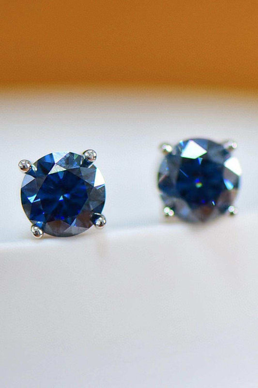 2 Carat Moissanite Four-Prong Platinum-Plated Earrings - Trendsi - Flyclothing LLC