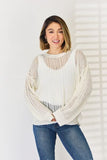 HYFVE Openwork Ribbed Trim Long Sleeve Knit Top - Trendsi