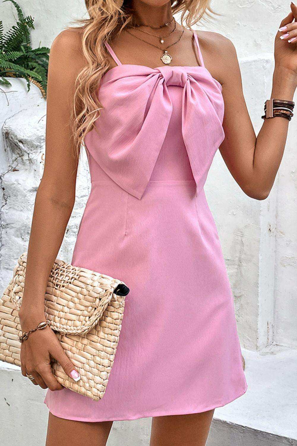 Bow Detail Spaghetti Strap Dress - Trendsi - Flyclothing LLC