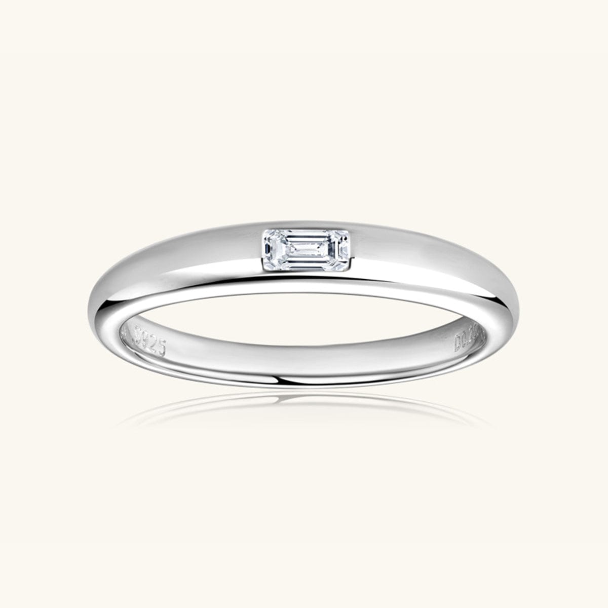 925 Sterling Silver Inlaid Moissanite Ring - Trendsi