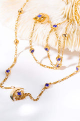 Moon & Star Shape Zircon Pendant Necklace - Trendsi - Flyclothing LLC