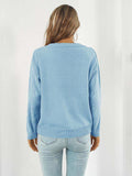 Openwork V-Neck Sweater - Trendsi - Flyclothing LLC