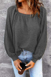 Square Neck Waffle-Knit Top - Trendsi - Flyclothing LLC