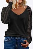 V-Neck Long Raglan Sleeve Top - Trendsi - Flyclothing LLC