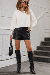 Round Neck Dropped Shoulder Pullover Sweater - Trendsi - Flyclothing LLC
