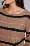 Striped Round Neck Dropped Shoulder Sweater - Trendsi - Flyclothing LLC