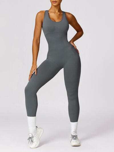 Cutout Racerback Active Jumpsuit - Trendsi - Flyclothing LLC