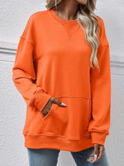 Round Neck Long Sleeve Sweatshirt - Flyclothing LLC