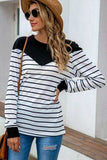 Striped Round Neck Long Sleeve T-Shirt - Trendsi - Flyclothing LLC