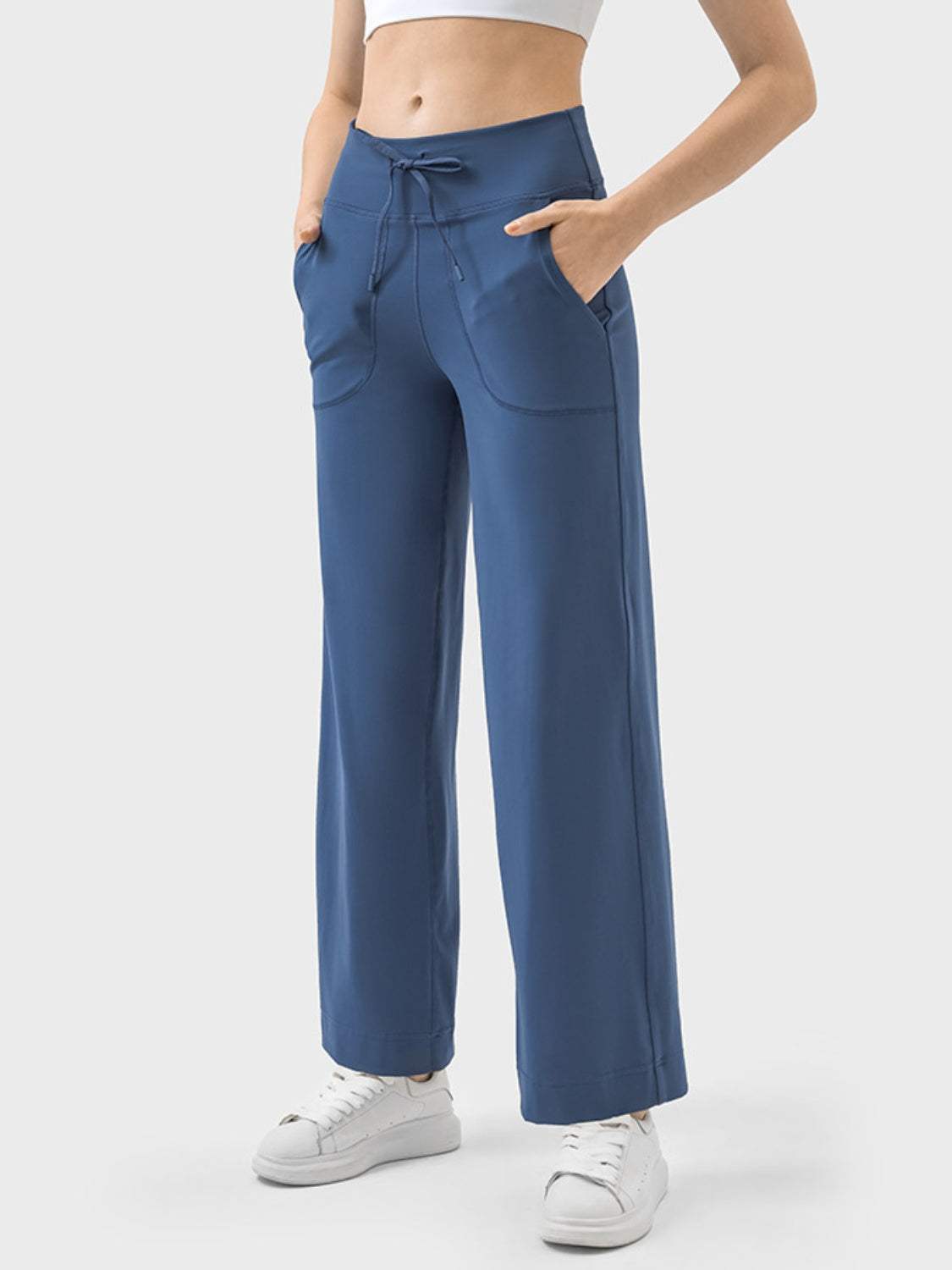 Drawstring Active Pants with Pockets - Trendsi - Flyclothing LLC