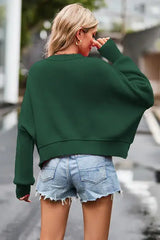 Round Neck Drop Shoulder Long Sleeve Sweater - Trendsi - Flyclothing LLC
