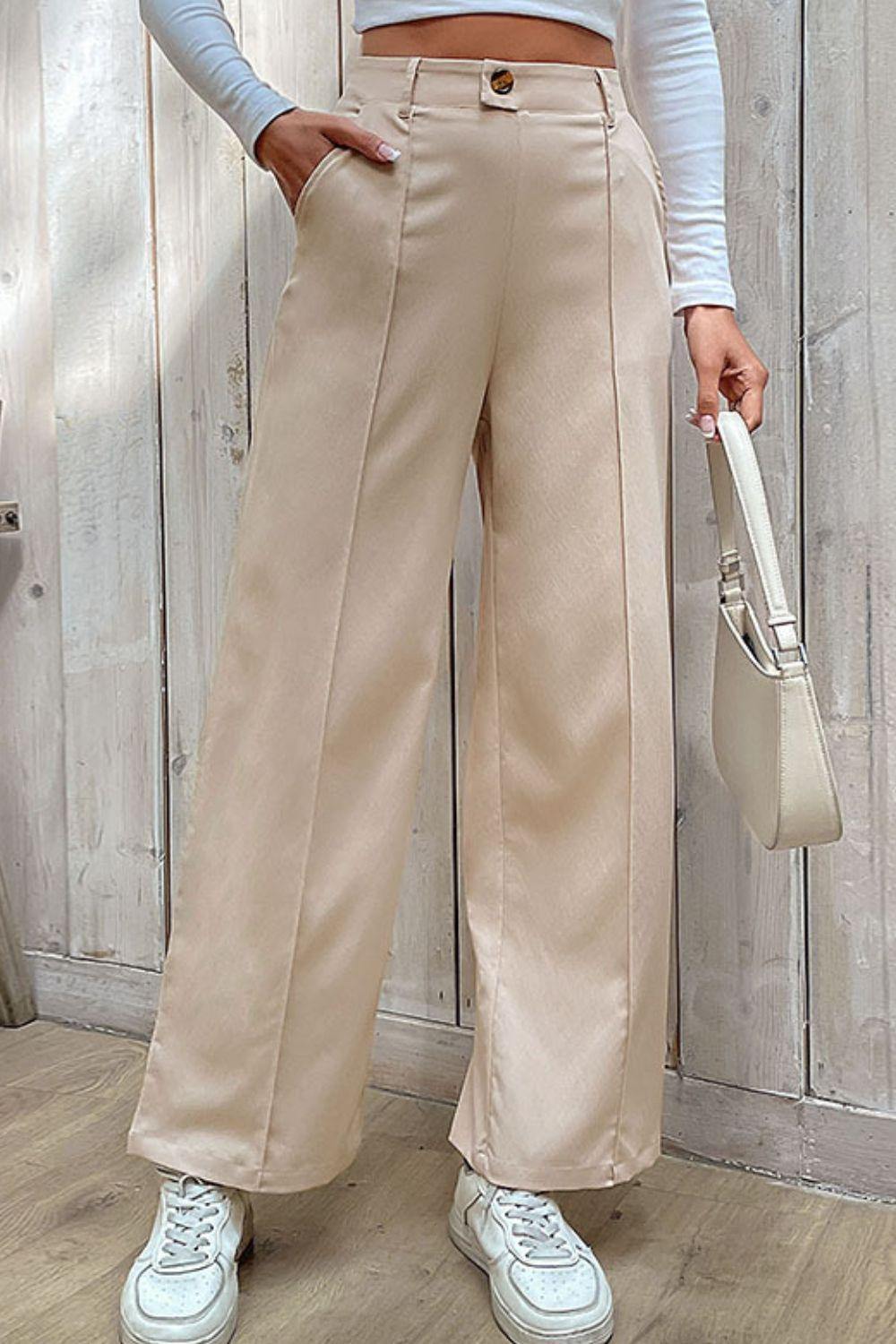 Center Seam Wide Leg Pants - Trendsi
