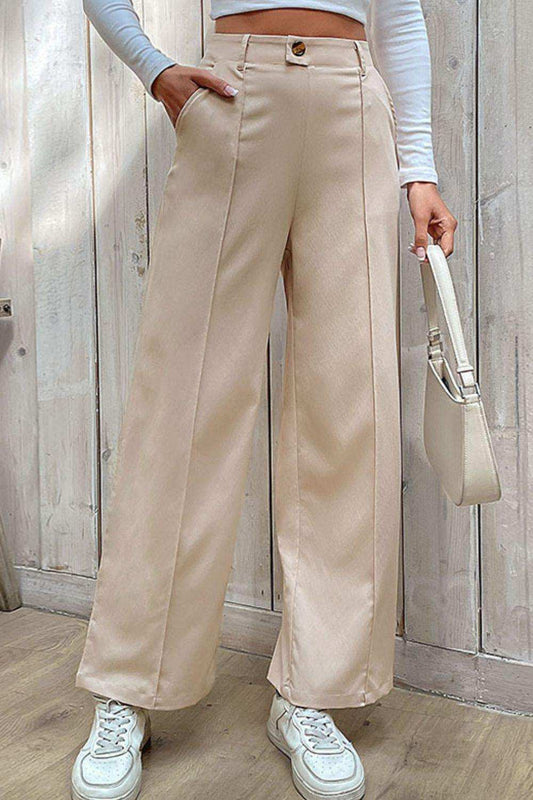 Center Seam Wide Leg Pants - Trendsi - Flyclothing LLC