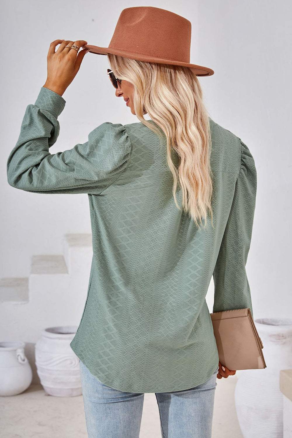 Notched Long Sleeve T-Shirt - Trendsi - Flyclothing LLC