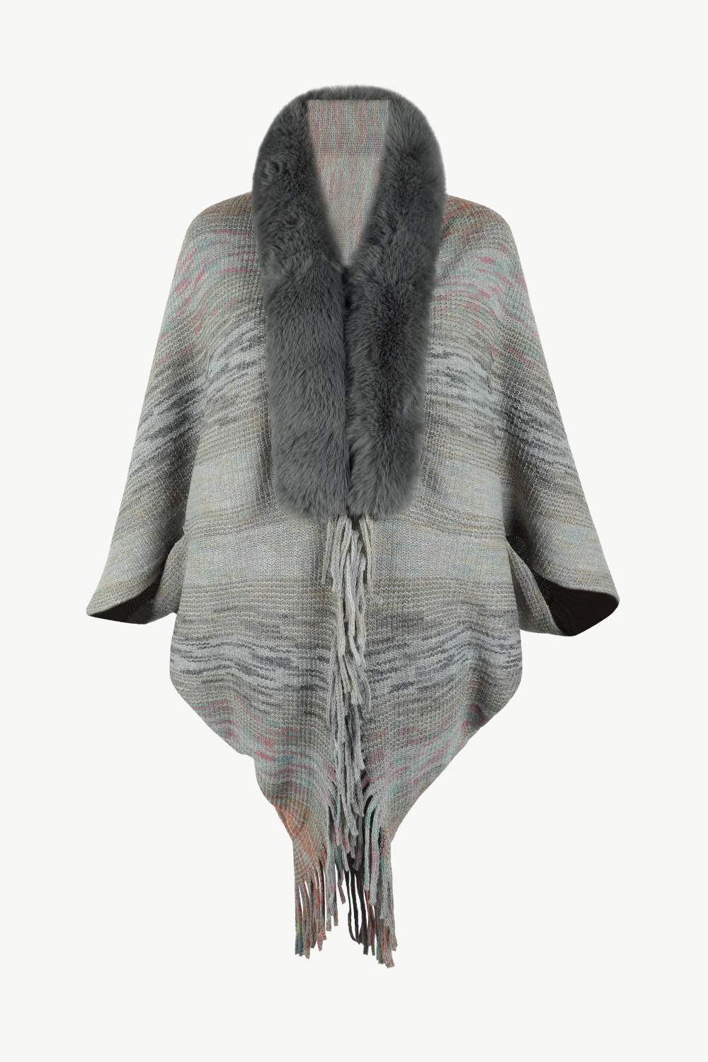 Open Front Fringe Hem Poncho - Trendsi - Flyclothing LLC