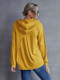 Drawstring Pocketed Dropped Shoulder Hoodie - Trendsi