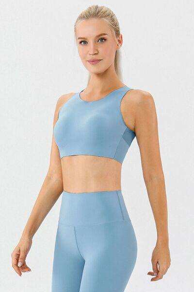 Round Neck Wide Strap Active Bra - Trendsi - Flyclothing LLC