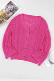 Openwork Button Down Cardigan - Trendsi