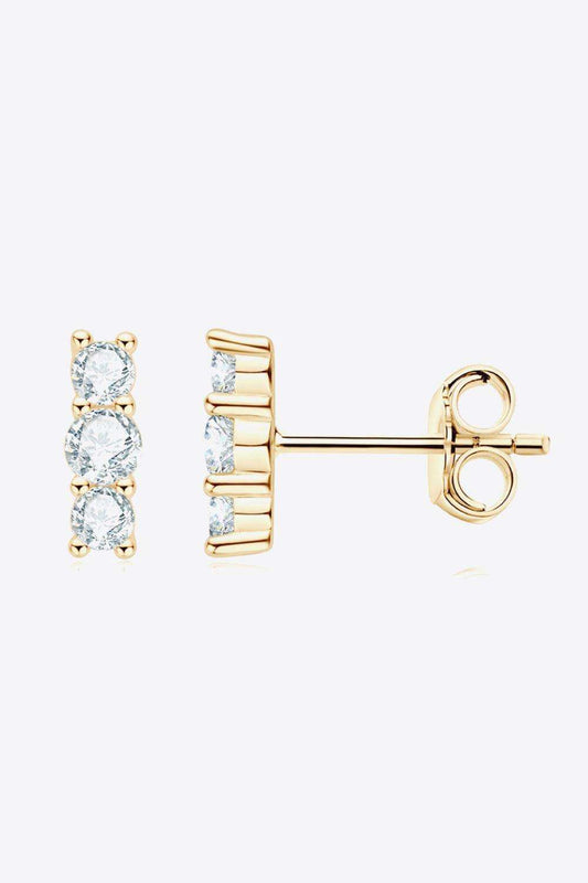 Heartbeat Rhythm 925 Sterling Silver Moissanite Stud Earrings - Trendsi - Flyclothing LLC