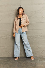 Button Down Collared Jacket - Trendsi