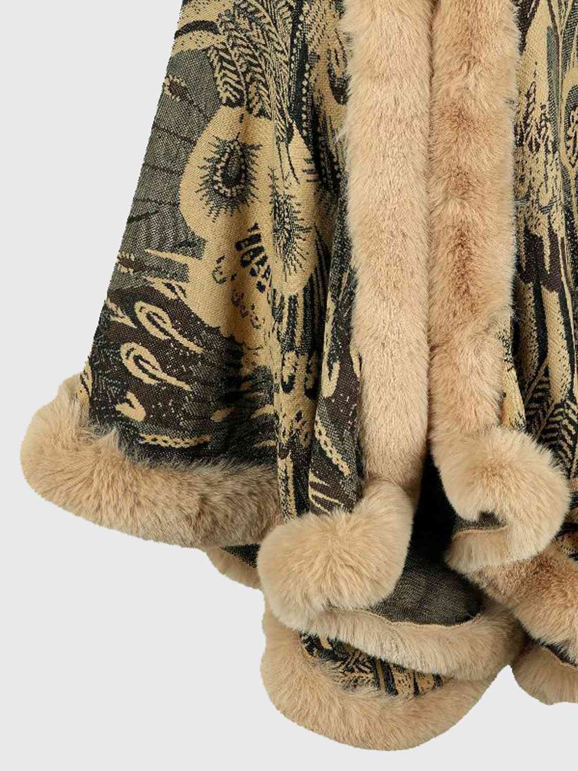 Printed Open Front Poncho - Trendsi - Flyclothing LLC