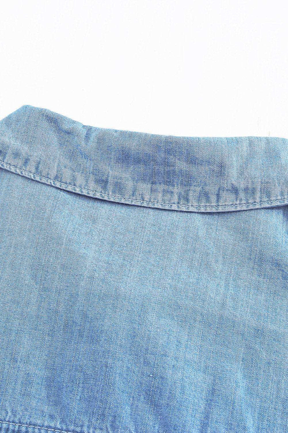 Button Front Collared Short Sleeve Shirt - Trendsi - Flyclothing LLC